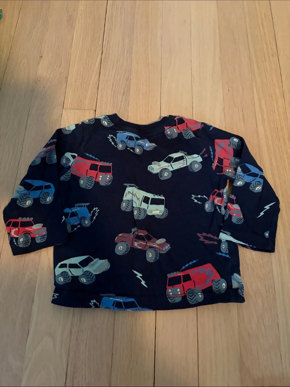 Toddler Navy Blue Truck Print Long-Sleeve Shirt